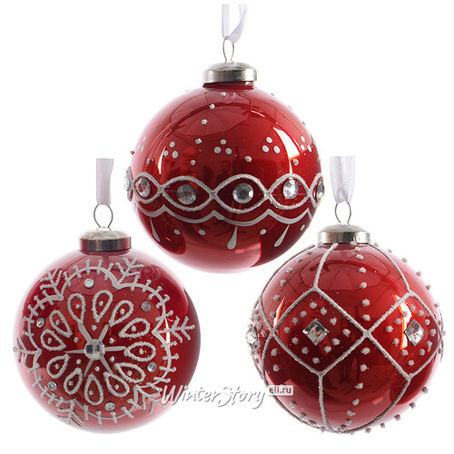 Набор стеклянных шаров Рождественские Узоры 6 см, 24 шт Kaemingk