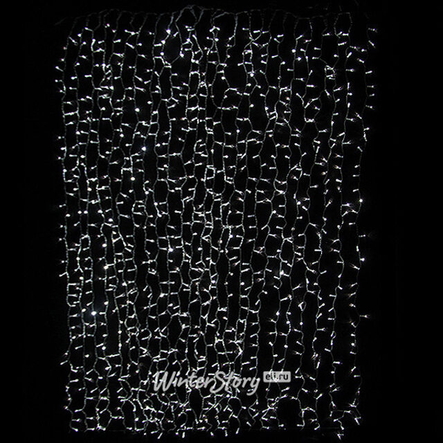 Светодиодный занавес 2*3 м, 925 холодных белых LED ламп, белый КАУЧУК, соединяемый, IP65 Экорост