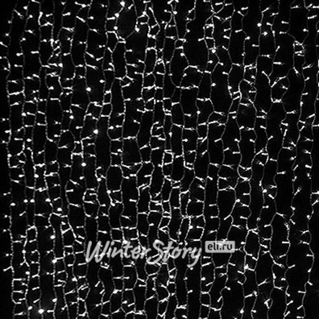 Светодиодный занавес 2*3 м, 925 холодных белых LED ламп, белый КАУЧУК, соединяемый, IP65 Экорост