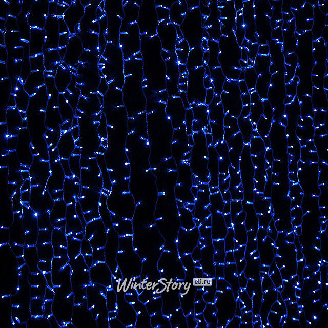 Светодиодный занавес 2*3 м, 925 синих LED ламп, белый каучук, соединяемый, IP65 Экорост