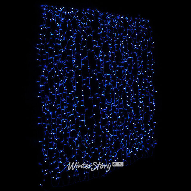 Светодиодный занавес 2*3 м, 925 синих LED ламп, белый каучук, соединяемый, IP65 Экорост