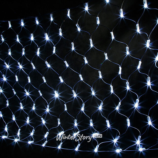 Гирлянда Сетка 2*1 м, 160 холодных белых LED ламп, черный КАУЧУК, соединяемая, IP65 Экорост