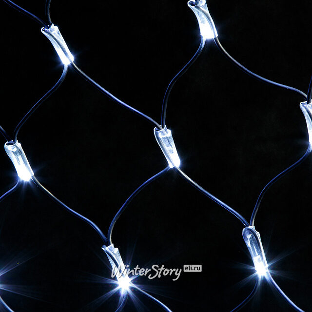 Гирлянда Сетка 2*1 м, 160 холодных белых LED ламп, черный КАУЧУК, соединяемая, IP65 Экорост