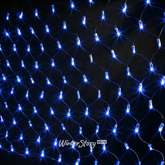 Гирлянда Сетка 2*1 м, 160 синих LED ламп, черный КАУЧУК, соединяемая, IP65 Экорост