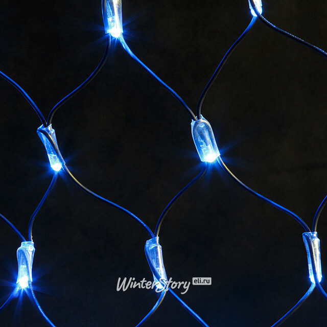 Гирлянда Сетка 2*1 м, 160 синих LED ламп, черный КАУЧУК, соединяемая, IP65 Экорост