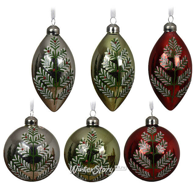 Набор стеклянных елочных игрушек Dingwall 8 см, 12 шт Kaemingk