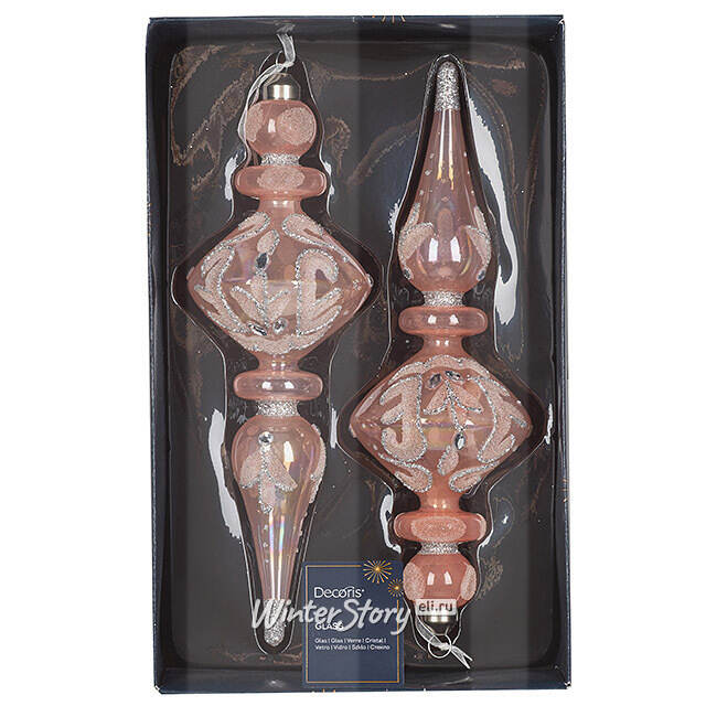 Набор стеклянных елочных игрушек Barbiano 24 см пудровые, 2 шт Kaemingk