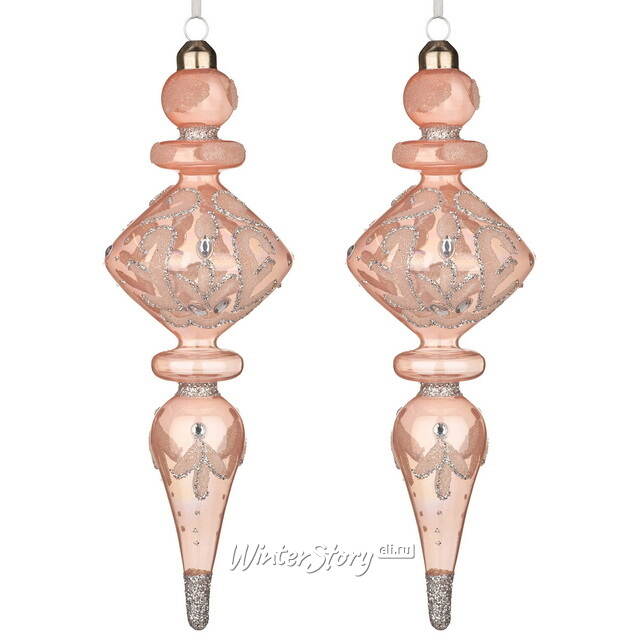 Набор стеклянных елочных игрушек Barbiano 24 см пудровые, 2 шт Kaemingk