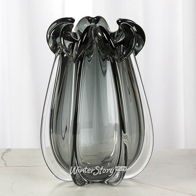 Стеклянная ваза Ferguson 30 см серая EDG