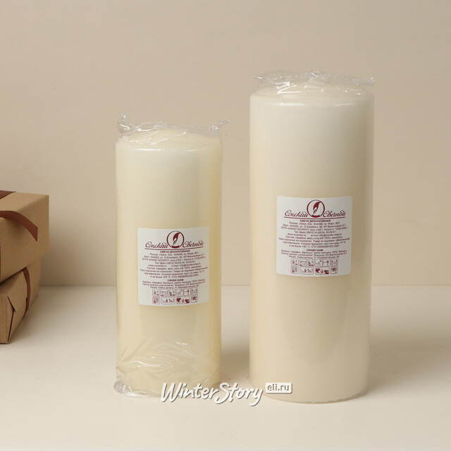 Свеча столбик 200*80 мм, слоновая кость Омский Свечной