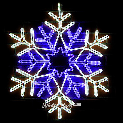 Снежинка из дюралайта, уличная, 80*69 см, бело-синий, IP65 Экорост