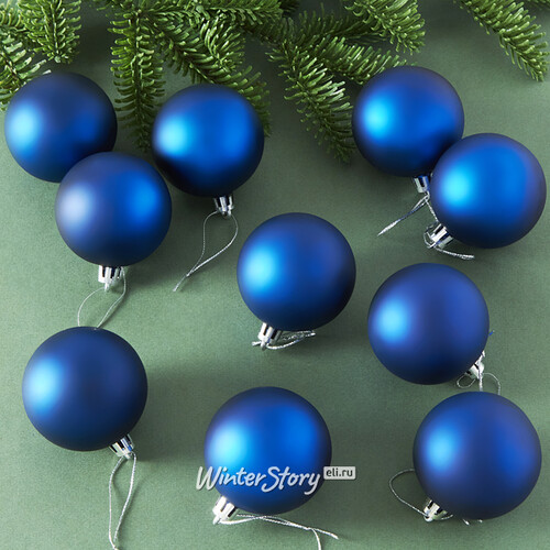 Набор пластиковых шаров Liberty 6 см, 10 шт, синий матовый Winter Deco
