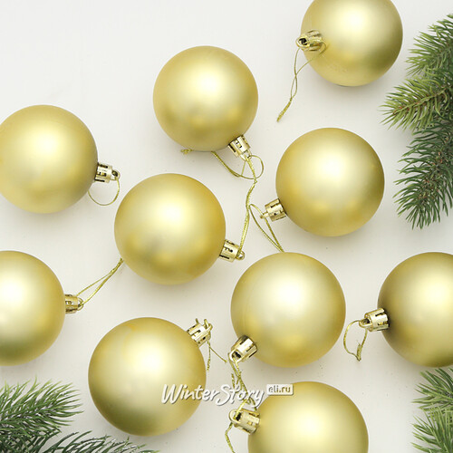 Набор пластиковых шаров Liberty 6 см, 10 шт, светло-золотой матовый Winter Deco