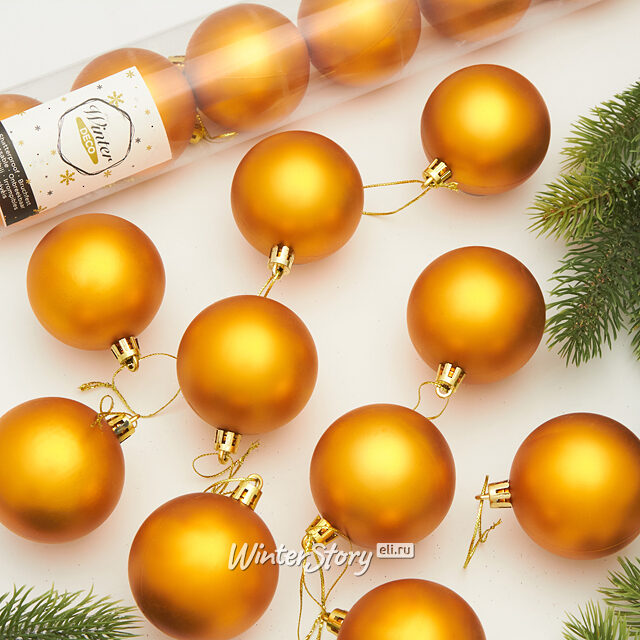 Набор пластиковых шаров Liberty 6 см, 10 шт, янтарная хурма, матовый Winter Deco