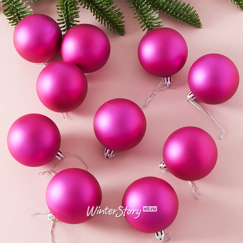 Набор пластиковых шаров Liberty 6 см, 10 шт, пурпурный матовый Winter Deco