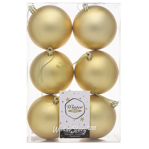 Набор пластиковых шаров Liberty 8 см, 6 шт, королевский золотой матовый Winter Deco