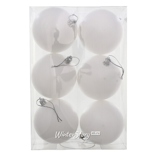 Набор пластиковых шаров Liberty 8 см, 6 шт, белый матовый Winter Deco