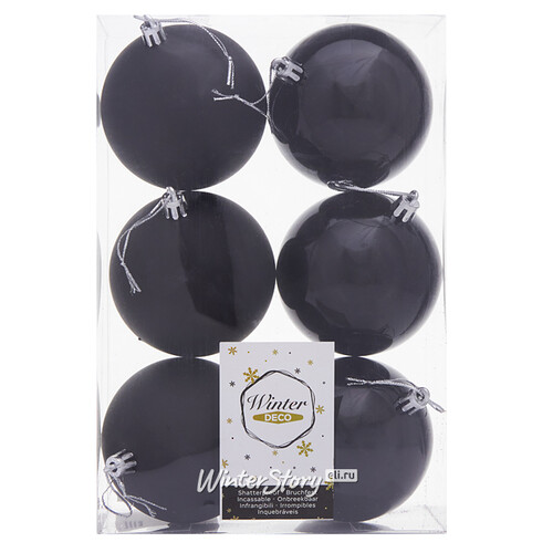 Набор пластиковых шаров Liberty 8 см, 6 шт, черный mix Winter Deco