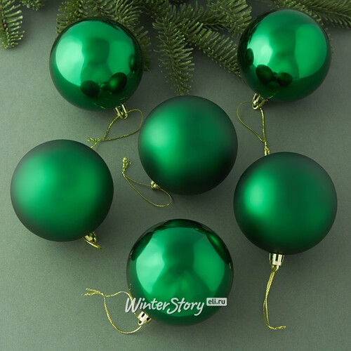 Набор пластиковых шаров Liberty 8 см, 6 шт, рождественский зеленый mix Winter Deco