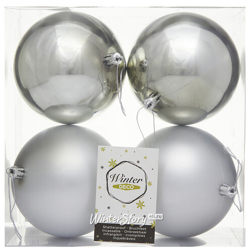 Набор пластиковых шаров Liberty 10 см, 4 шт, серебряный mix Winter Deco