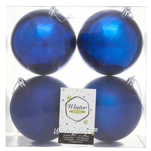 Набор пластиковых шаров Liberty 10 см, 4 шт, синий mix Winter Deco