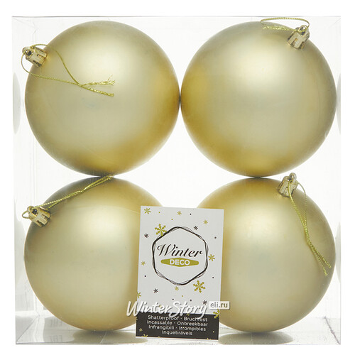 Набор пластиковых шаров Liberty 10 см, 4 шт, светло-золотой матовый Winter Deco