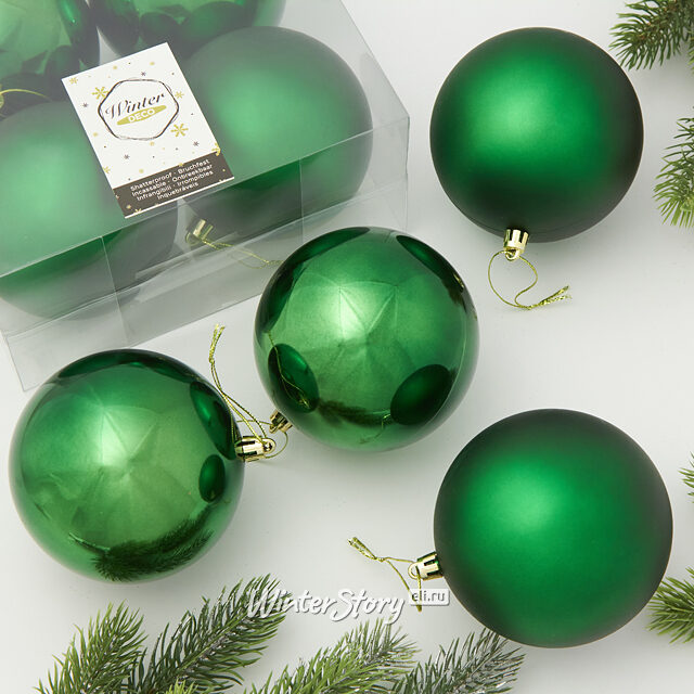 Набор пластиковых шаров Liberty 10 см, 4 шт, рождественский зеленый mix Winter Deco