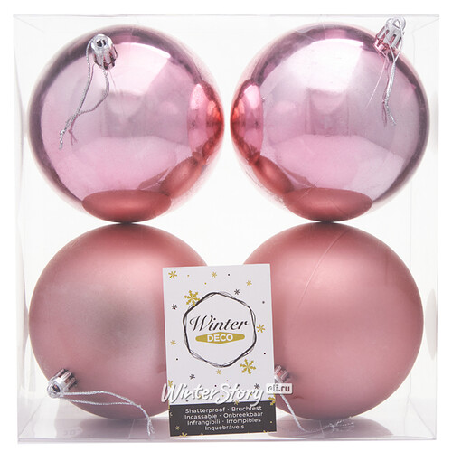 Набор пластиковых шаров Liberty 10 см, 4 шт, розовый mix Winter Deco