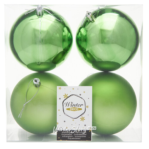 Набор пластиковых шаров Liberty 10 см, 4 шт, зеленый mix Winter Deco