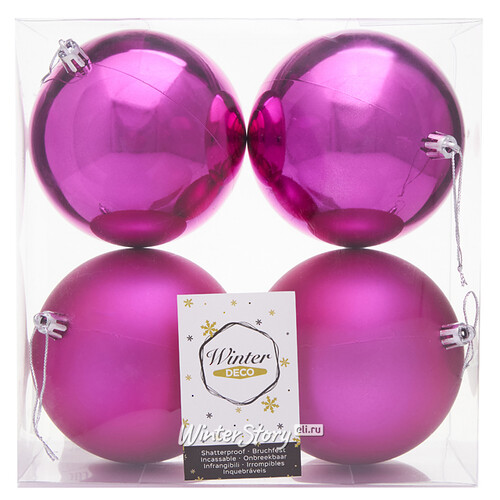 Набор пластиковых шаров Liberty 10 см, 4 шт, пурпурный mix Winter Deco