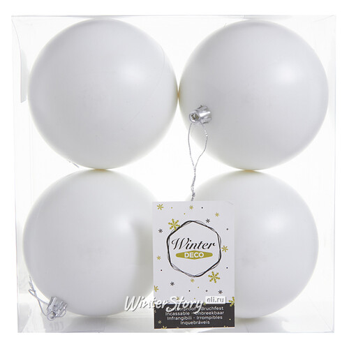 Набор пластиковых шаров Liberty 10 см, 4 шт, белый матовый Winter Deco