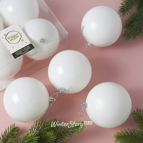 Набор пластиковых шаров Liberty 10 см, 4 шт, белый mix Winter Deco