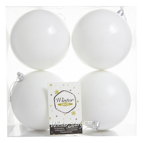 Набор пластиковых шаров Liberty 10 см, 4 шт, белый mix Winter Deco