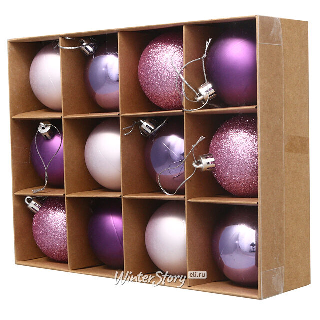 Набор пластиковых шаров Celebration 6 см персидский бархат, 12 шт Winter Deco