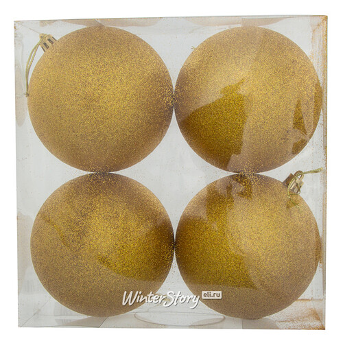 Набор пластиковых шаров Liberty 10 см, 4 шт, золотой с блестками Winter Deco