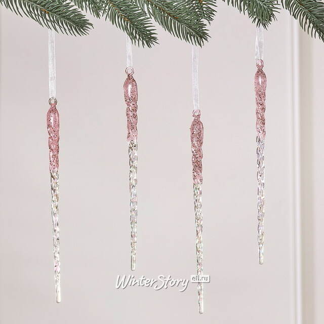 Набор елочных игрушек Сосульки Beckington 22 см розовый, 4 шт Winter Deco