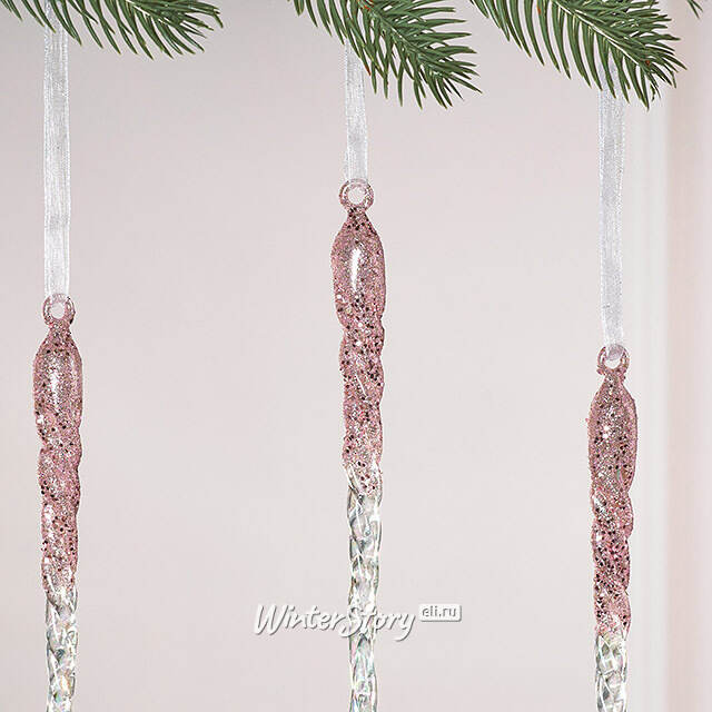 Набор елочных игрушек Сосульки Beckington 22 см розовый, 4 шт Winter Deco