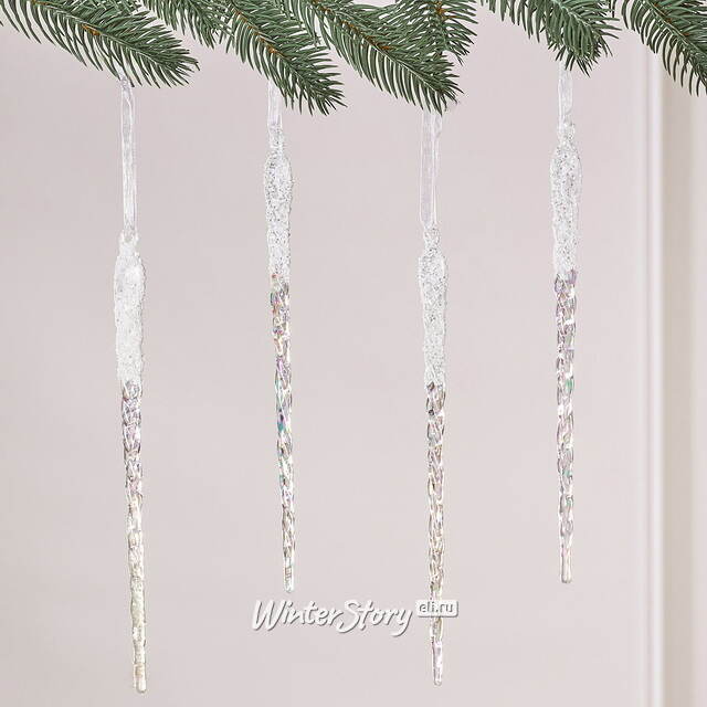 Набор елочных игрушек Сосульки Beckington 22 см белый, 4 шт Winter Deco