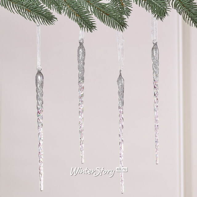 Набор елочных игрушек Сосульки Beckington 22 см серебряный, 4 шт Winter Deco