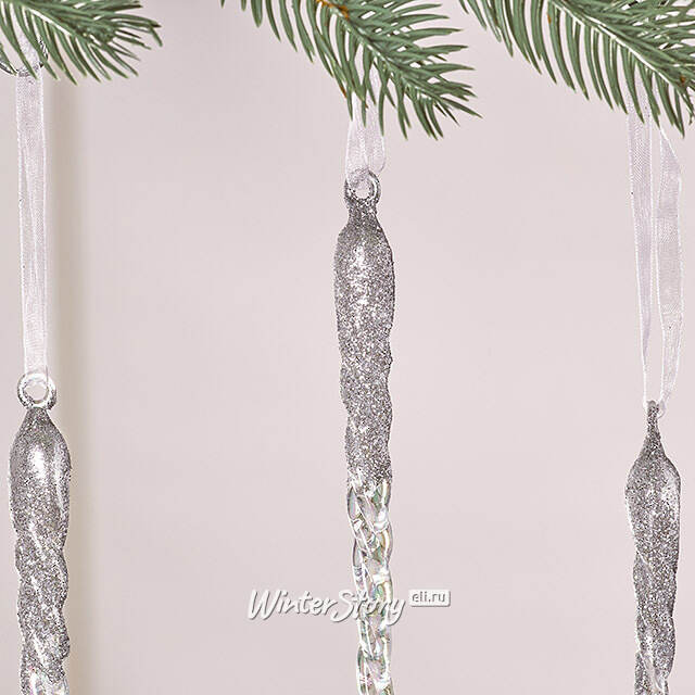 Набор елочных игрушек Сосульки Beckington 22 см серебряный, 4 шт Winter Deco
