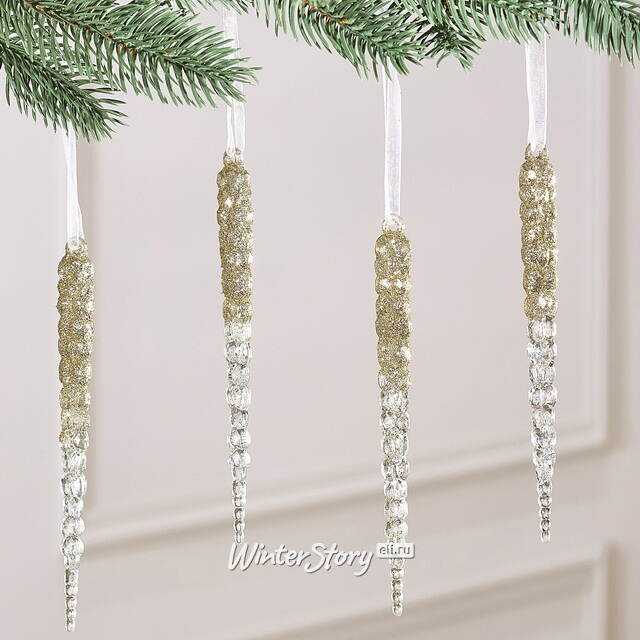 Набор елочных игрушек Сосульки Mayerato 15 см, 4 шт Winter Deco