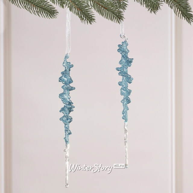Набор елочных игрушек Сосульки Mokonesi 26 см голубая, 2 шт Winter Deco
