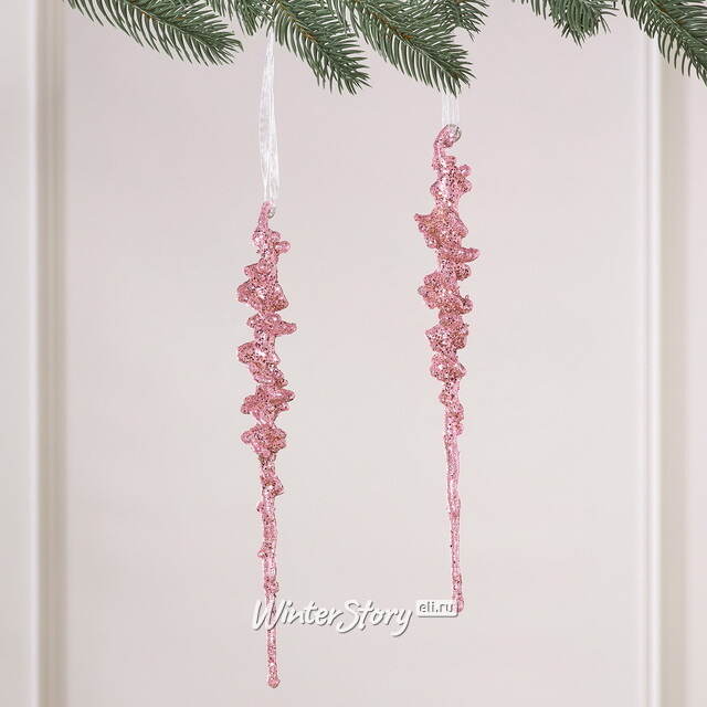 Набор елочных игрушек Сосульки Mokonesi 26 см розовая, 2 шт Winter Deco