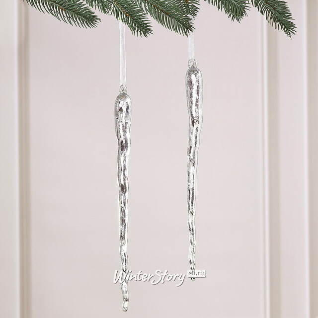 Набор елочных игрушек Сосульки Серебрянный Лёд 30 см, 2 шт Winter Deco