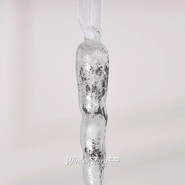 Набор елочных игрушек Сосульки Liquid Precious 10 см, серебряные, 4 шт Winter Deco