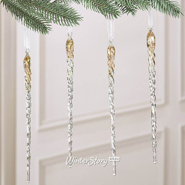 Набор елочных игрушек Сосульки Sprinkled Gold 22 см, 4 шт Winter Deco
