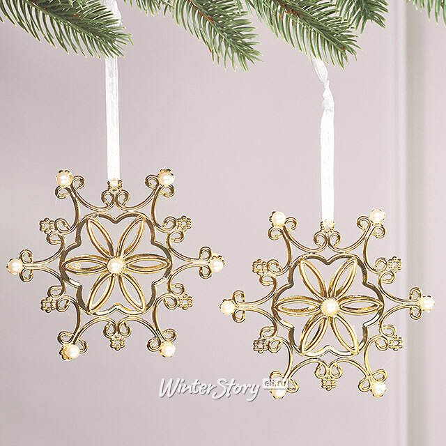 Набор елочных игрушек Снежинки Grand Pearl 12 см, 2 шт Winter Deco