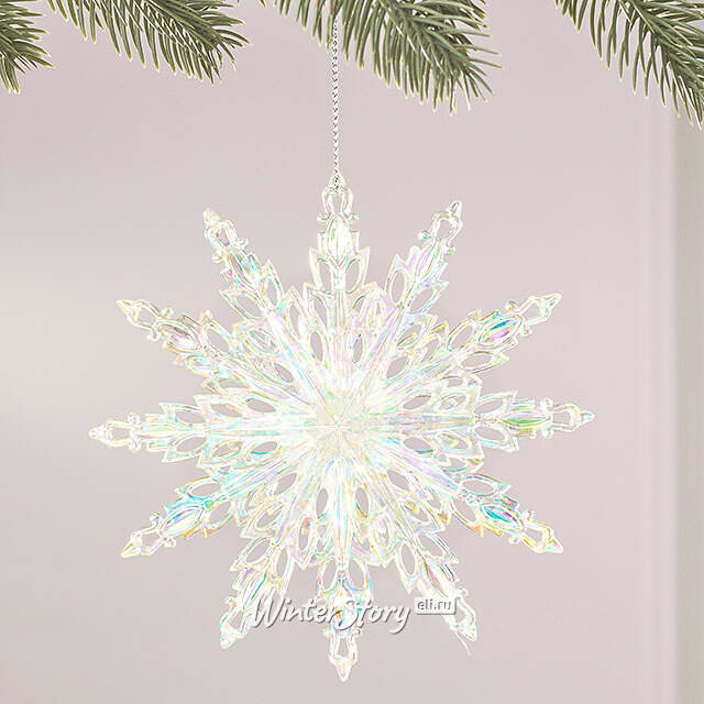 Елочная игрушка Снежинка Rainbow Glow 14 см  Winter Deco