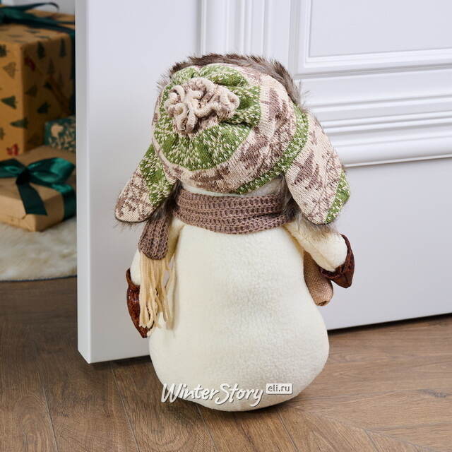 Дверной стоппер Снеговик Брайан в ушанке 33 см Winter Deco