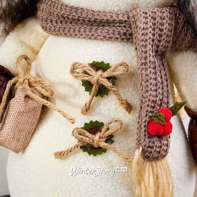 Дверной стоппер Снеговик Брайан в ушанке 33 см Winter Deco
